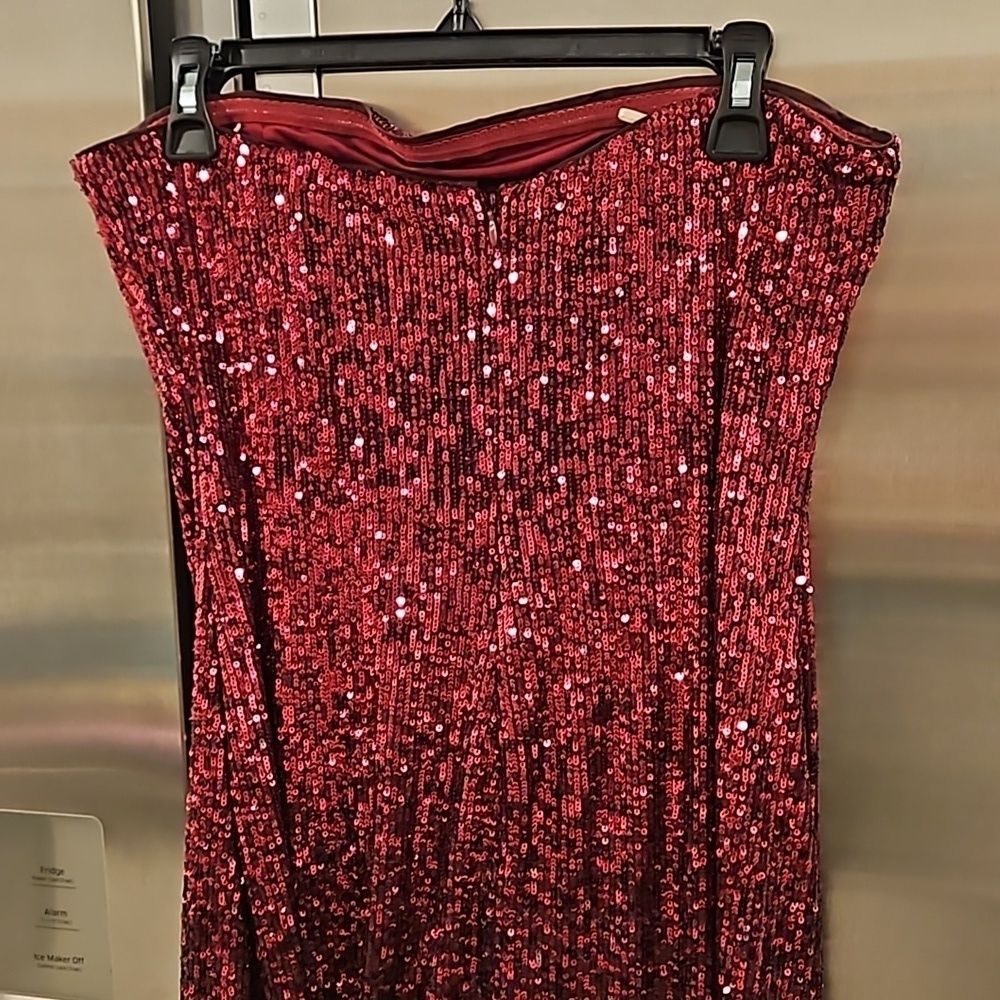 💕TRINA TURK💕 Stella Strapless Sheath Dress Festive Fuchsia Plum Sequin 10 NWT - Picture 13 of 16